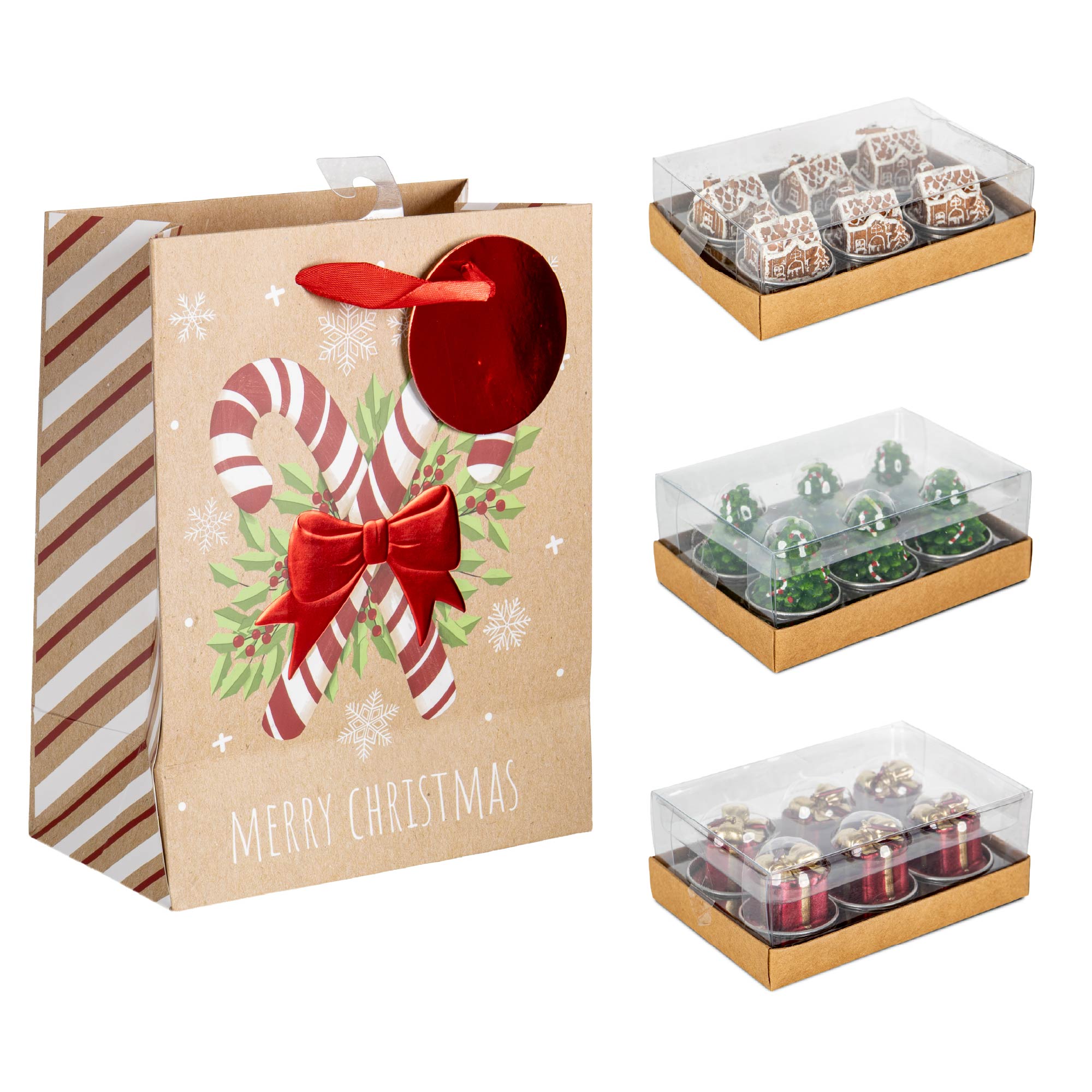 Set mit 18 Weihnachtsteelichtern inklusive Geschenktüte – Ilgruppone
