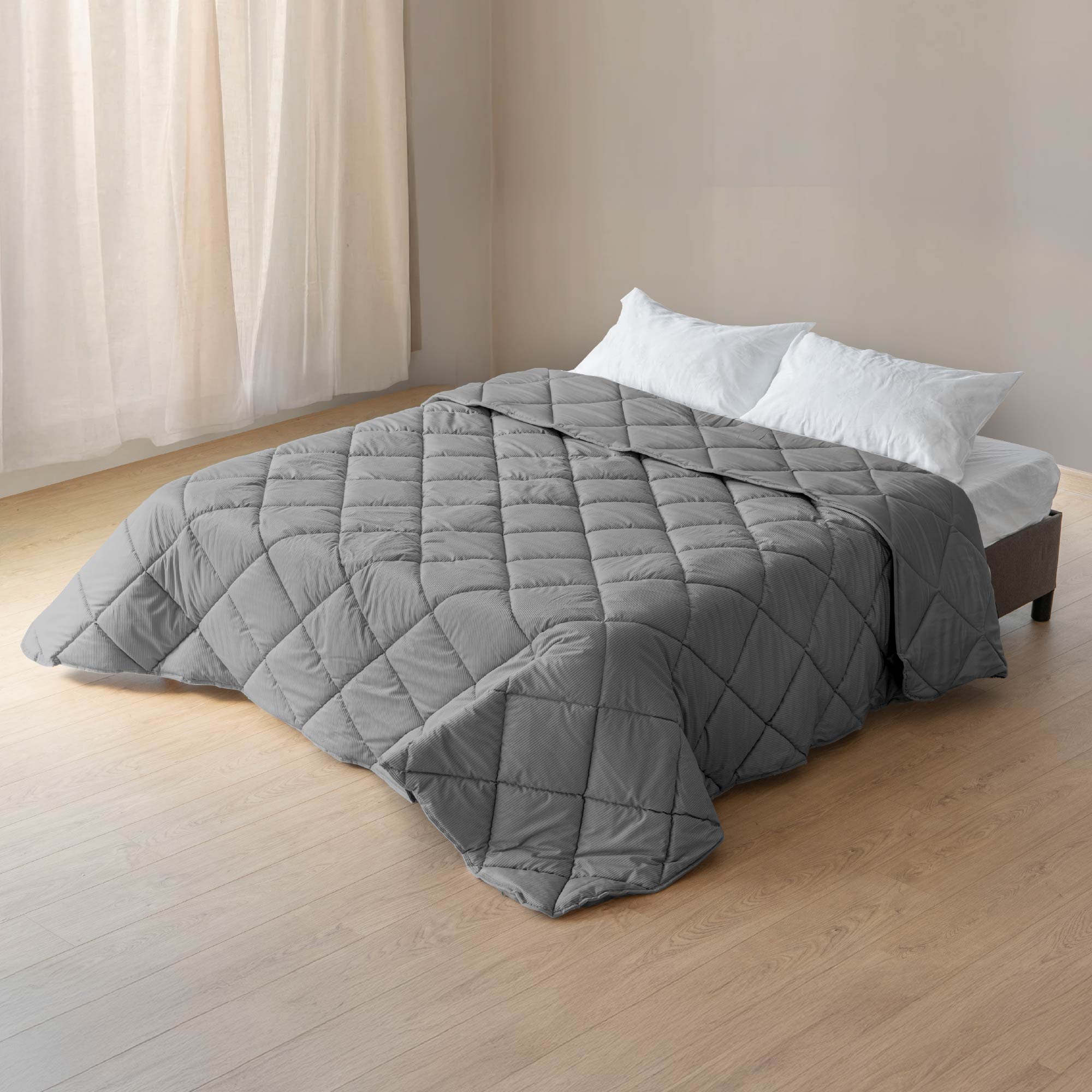 Trapunta Invernale In Pelle Di Agnello 220x240 Cm (5 Kg) - Piumone Imbottito Soffice E Caldo, Grigio, Traspirante E Durevole