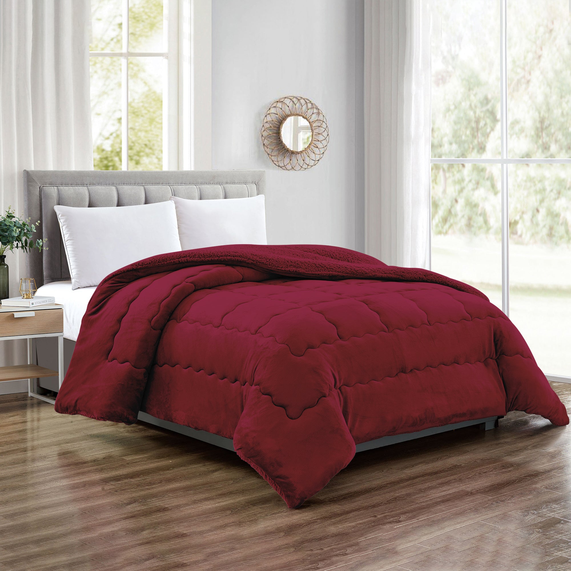 Trapunta Matrimoniale Velluto Retro In Sherpa Piumone Invernale