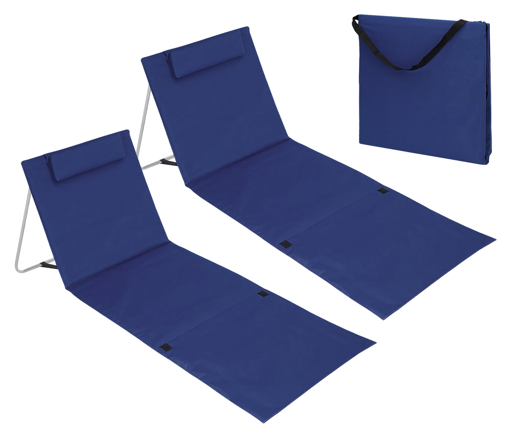 Set di 2 tappetini da spiaggia 158 x 55cm sdraio imbottita con schienale pieghevole stuoia da spiaggia trasportabile per esterni a righe blu e bianche | Leroy Merlin Set di 2 tappetini da spiaggia 158 x 55cm sdraio imbottita con schienale pieghevole stuoia da spiaggia trasportabile per esterni a righe blu e bianche | Leroy Merlin