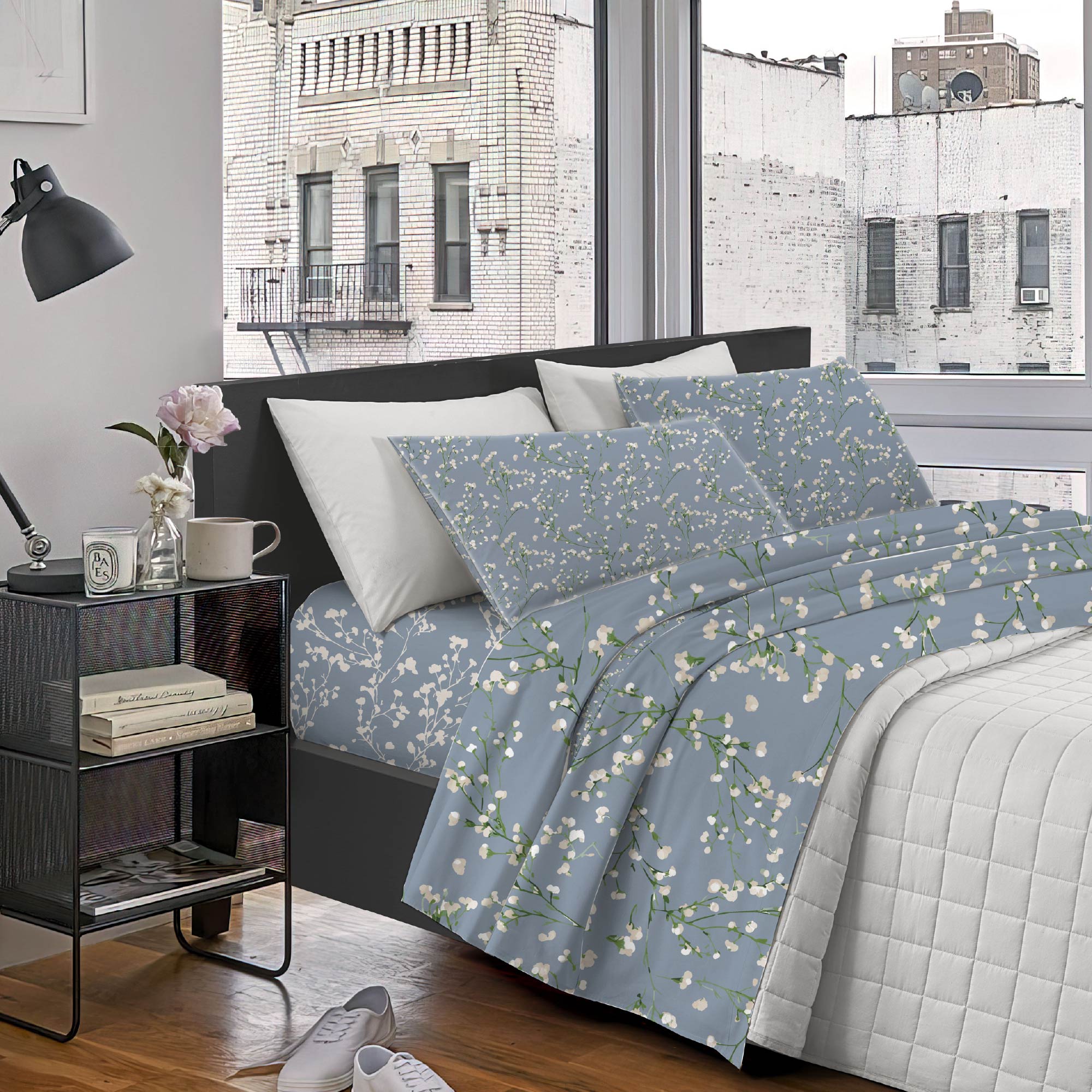 Wrangler - Set di lenzuola, biancheria da letto traspirante e resistente alle pieghe, include federe e federe abbinate, design stampato decorazione per la casa (bottone blu teso, completo Wrangler - Set di lenzuola, biancheria da letto traspirante e resistente alle pieghe, include federe e federe abbinate, design stampato decorazione per la casa (bottone blu teso, completo