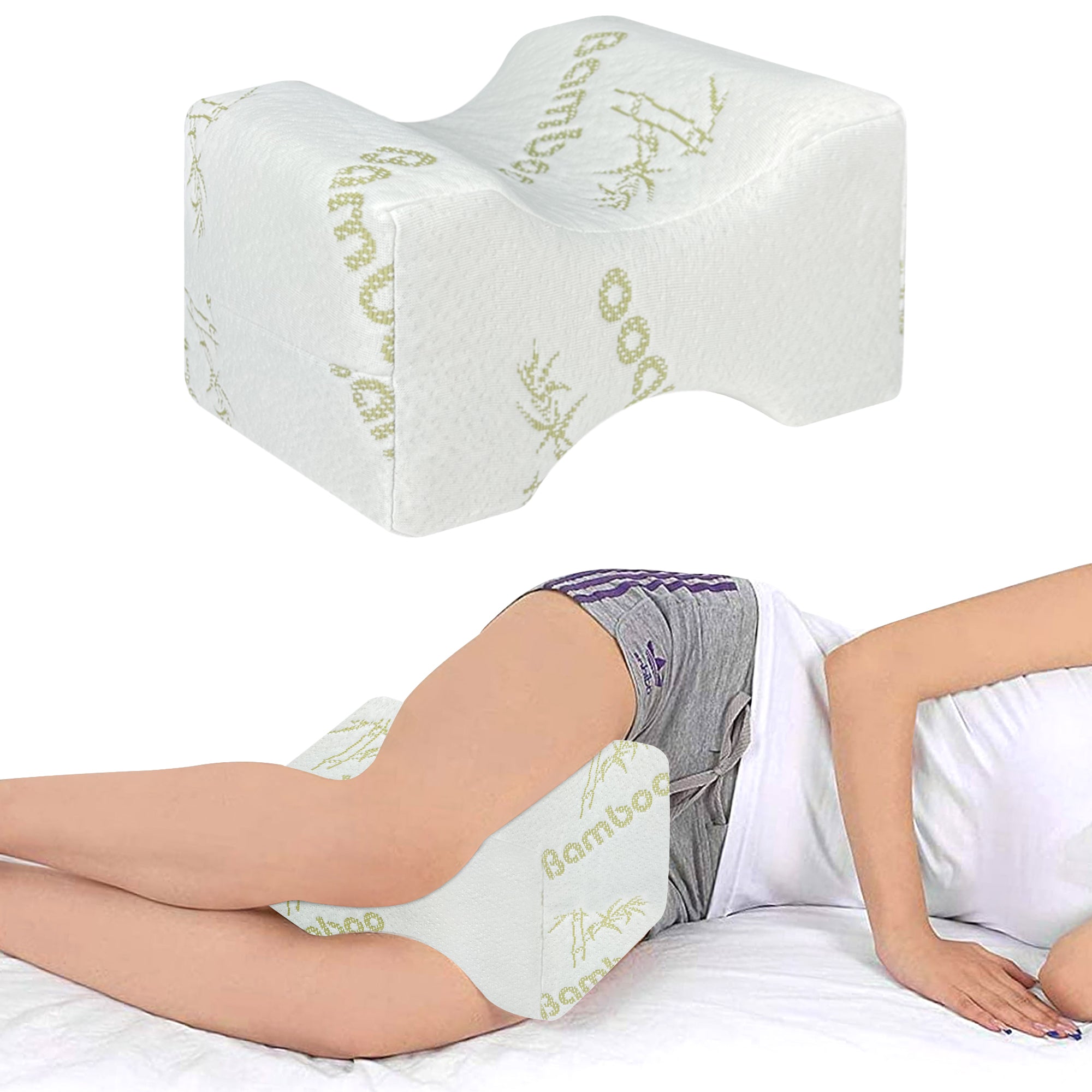 Cuscino Gambe Memory Foam Bambù Ginocchia Ergonomico Aiuto