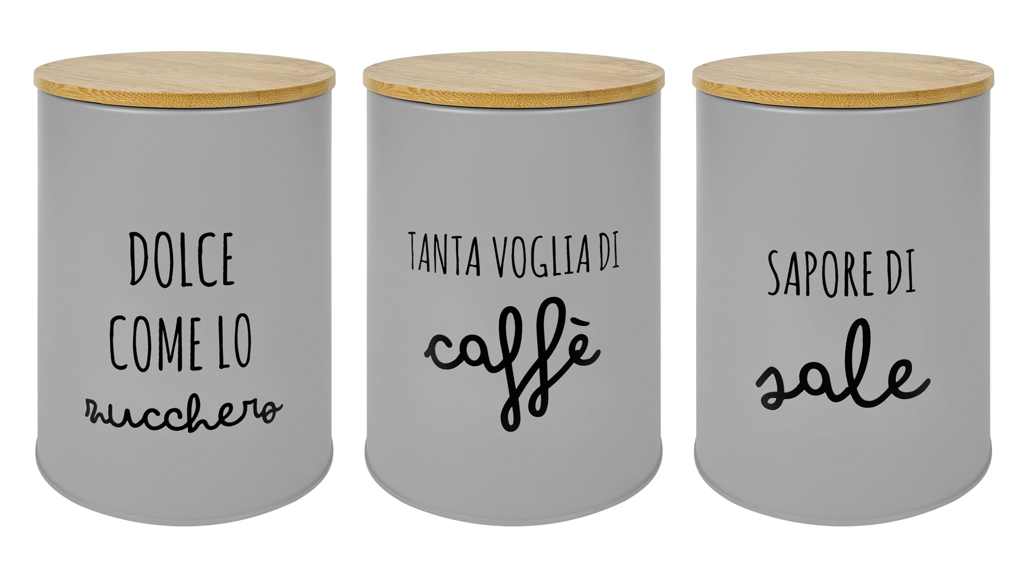 Set 3 Barattoli da Cucina in Ceramica con Mensola Sale Zucchero Caffe Set 3 Barattoli da Cucina in Ceramica con Mensola Sale Zucchero Caffe