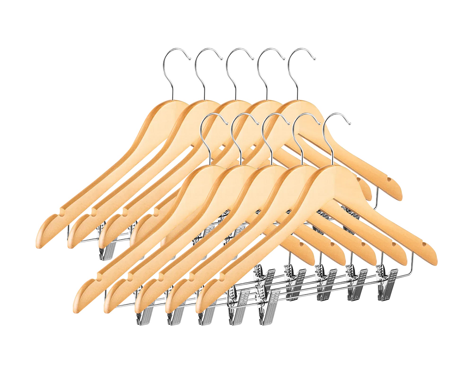 20 Grucce Appendini Trasparenti In Plastica Resistente 40 Cm - Con Gancio Girevole Oro, Spalle Dentellate, Ultra Sottili Salvaspazio