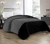 Trapunta Invernale In Tessuto Sherpa Flanellato Caldo Piumone In Morbida Microfibra Effetto Velluto Bicolore Coperta Flannel  Un Lato Tinta Unita Un Lato Fasciato