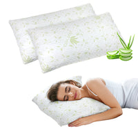 Coppia Guanciali Aloe Vera Fiocco Memory 50x80 Cm Cuscini Saponetta Anatomici Lavabili In Lavatrice Cuscino Letto Traspirante Anallergico A Memoria Contro Dolori Collo Cervicale