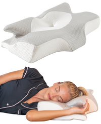 Cuscino Farfalla 6 Zone Ergonomico In Memory Foam 2 In 1 Ortopedico Guanciale Collo Supporto Cervicale Braccio Sotto Sfoderabile Lavabile Dormire Lateralmente Pancia Schiena