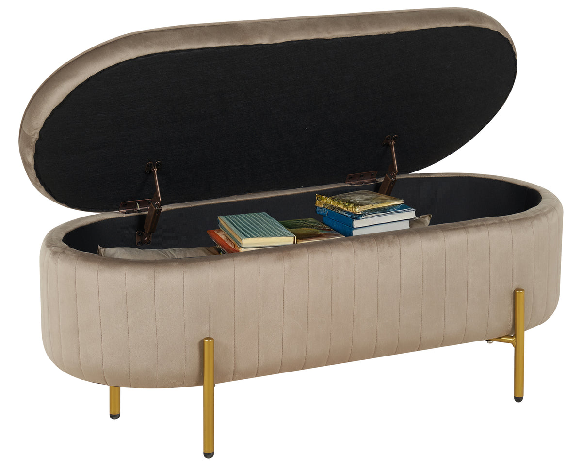 Panca Imbottita Divanetto In Velluto Contenitore Pouf Grande XXL PortaOggetti  Panca Sgabello A Pie Di Letto Con Gambe In Metallo Dorato Cassapanca Ingresso Legno Massello Panchina