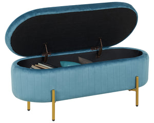 Panca Imbottita Divanetto In Velluto Contenitore Pouf Grande XXL PortaOggetti  Panca Sgabello A Pie Di Letto Con Gambe In Metallo Dorato Cassapanca Ingresso Legno Massello Panchina