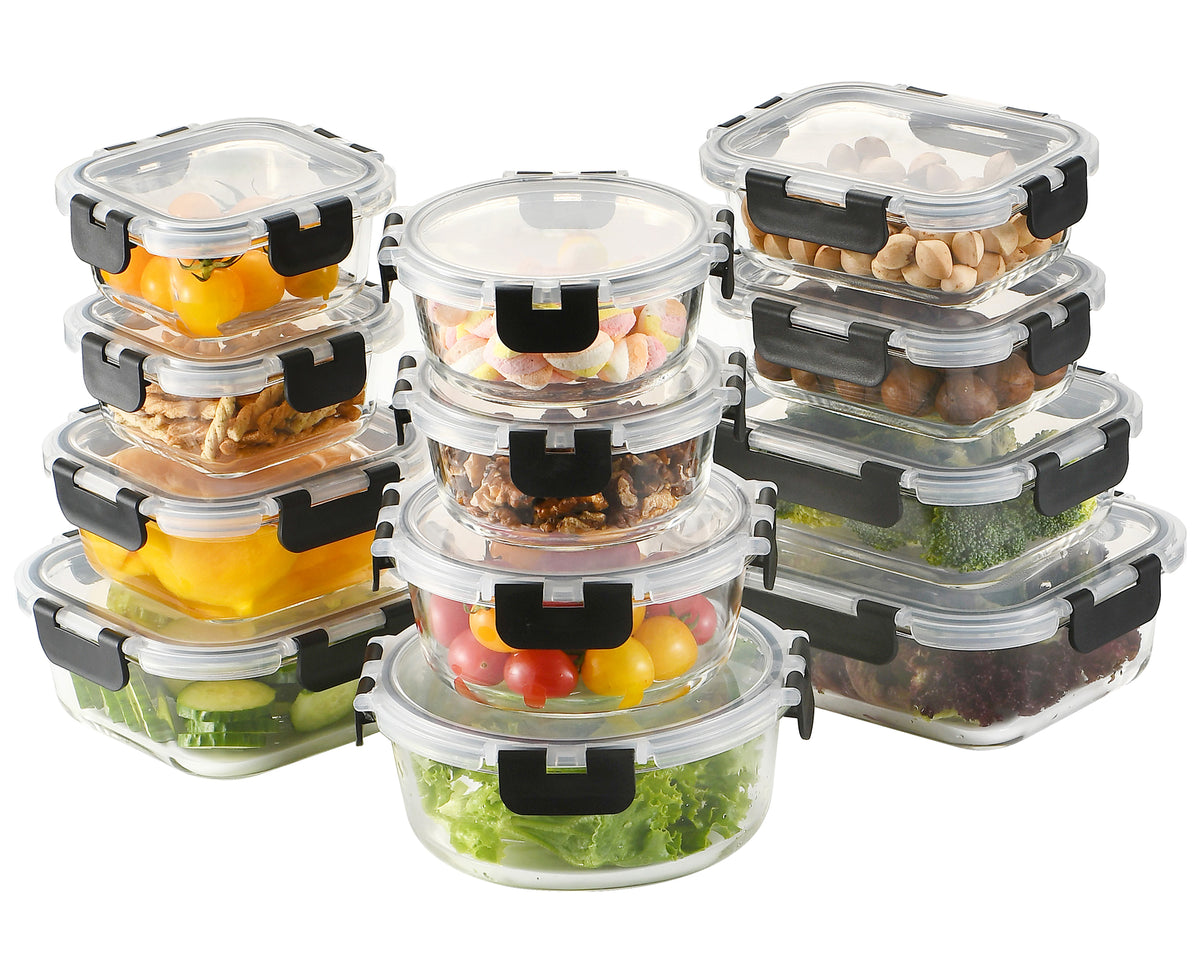 24 Pezzi Contenitori Ermetici Per Alimenti In Vetro Borosilicato 12 Contenitore 12 Coperchi Antiperdita Casa Ufficio Lavoro Scuola BPA FREE Firgo Freezer Microonde Lavastoviglie Porta Cibo Mangiare Viaggio