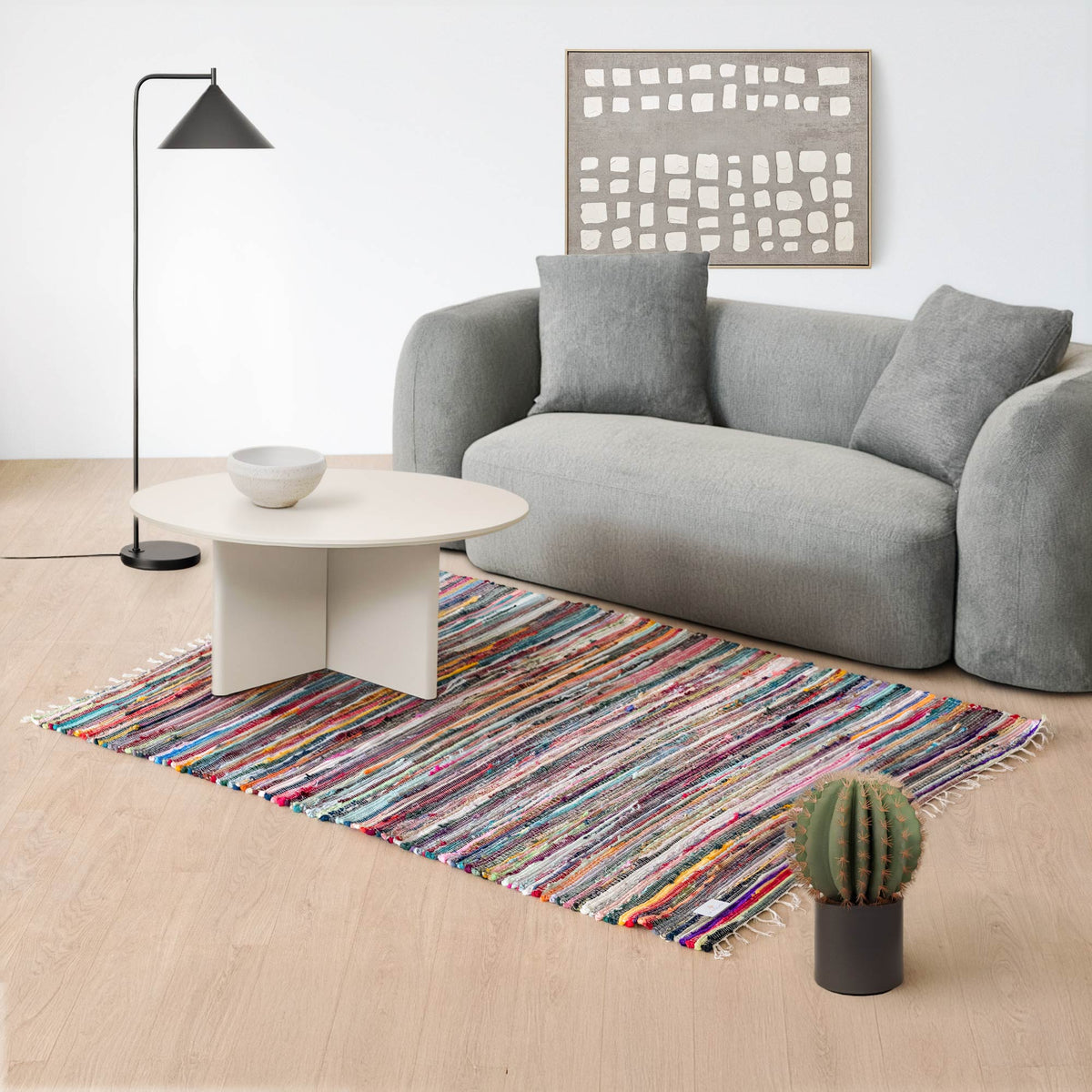 Tappeto Etnico Salotto Multicolore Misure Grande Fatto Mano Indiano Strisce Multicolore Rettangolare Chindi Stracci Riciclato Soggiorno Cucina Scendiletto Stuoia