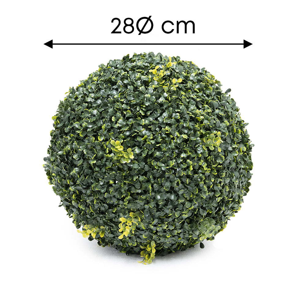 Greenball Sfera Di Bosso Decorativa  Con Foglie 2 Misure Ø28/38 Cm  UV Resistente Palla Foglie Verde