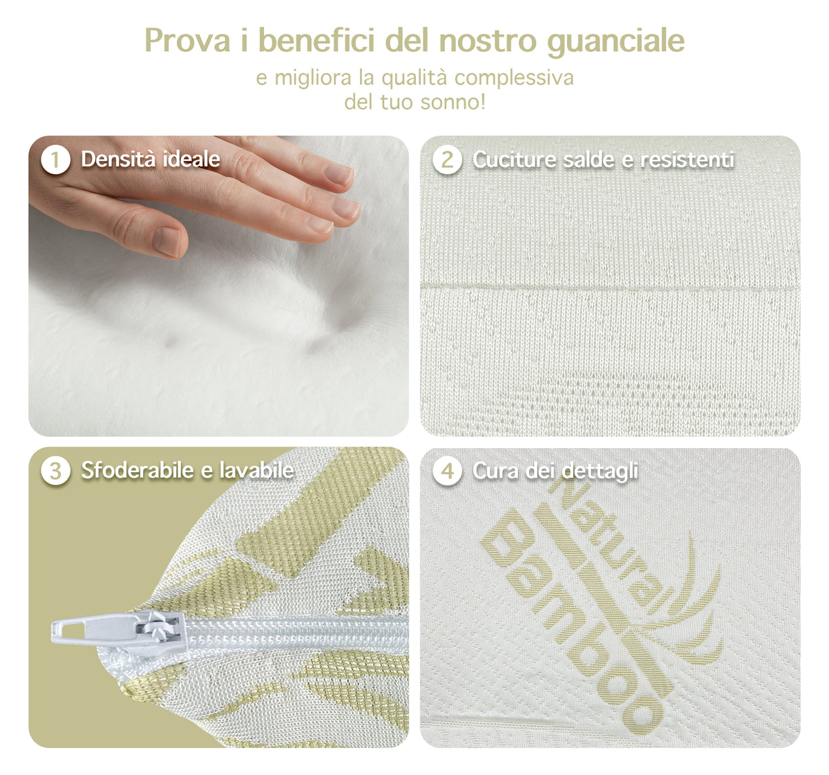 Cuscino Memory Foam Cervicale Ortopedico Doppia Onda Guanciale Memory Con Fodera Bambù Sfoderabile Lavabile Cuscino Letto Antiacaro Anallergico Supporto Per Il Collo Prodotto Italiano