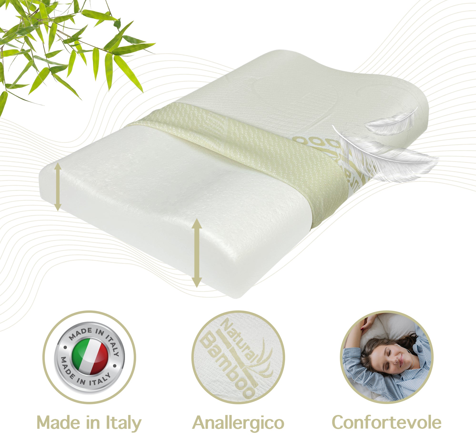 Cuscino ortopedico in memory foam, antirussamento, sagomato per un sonno confortevole, lavabile Cuscino ortopedico in memory foam, antirussamento, sagomato per un sonno confortevole, lavabile