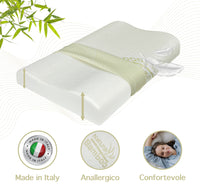 Cuscino Memory Foam Cervicale Ortopedico Doppia Onda Guanciale Memory Con Fodera Bambù Sfoderabile Lavabile Cuscino Letto Antiacaro Anallergico Supporto Per Il Collo Prodotto Italiano