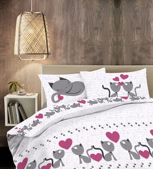 Copripiumino 100 % Cotone Sacco e Federe Prodotto Italiano con Stampe Moderne in Morbido Cotone Disegni Moderni