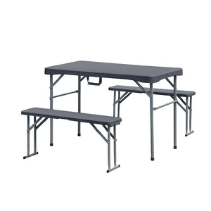 Set 3 Pezzi Tavolo e 2 Panche Pieghevoli Set Birreria Interno Esterno Per Feste Sagre Giardino Campeggio Struttura Acciaio Impermeabile Uv Resistente Tavolino E Panchine