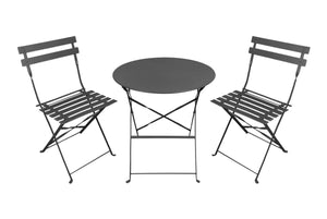 Set Bistrot  Tavolino Con 2 Sedie Interamente In Acciaio Lavorato A Mano Per Esterno Tavolo Sedia Terrazzo Giardino Pieghevoli