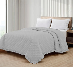 Copriletto Trapuntato Con Frill Matrimoniale Trapuntino Tinta Unita Due Piazze Con Balze Coperta Leggera Primavera Estate Trapunta