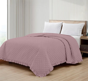 Copriletto Trapuntato Con Frill Matrimoniale Trapuntino Tinta Unita Due Piazze Con Balze Coperta Leggera Primavera Estate Trapunta