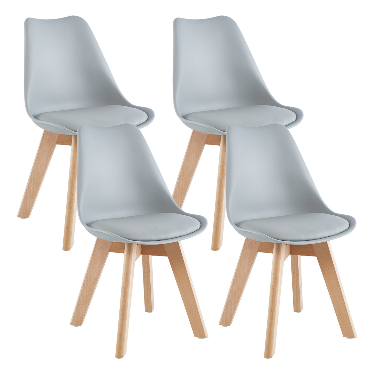Set 4 Sedie Sala Da Pranzo cucina Ufficio Con Gambe In Legno Di Faggio Schienale Ergonomico Seduta Imbottita In SimilPelle Sedia Cucina Soggiorno Sala Attesa Eleganti Moderne Robuste Solide