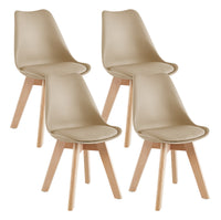 Set 4 Sedie Sala Da Pranzo cucina Ufficio Con Gambe In Legno Di Faggio Schienale Ergonomico Seduta Imbottita In SimilPelle Sedia Cucina Soggiorno Sala Attesa Eleganti Moderne Robuste Solide