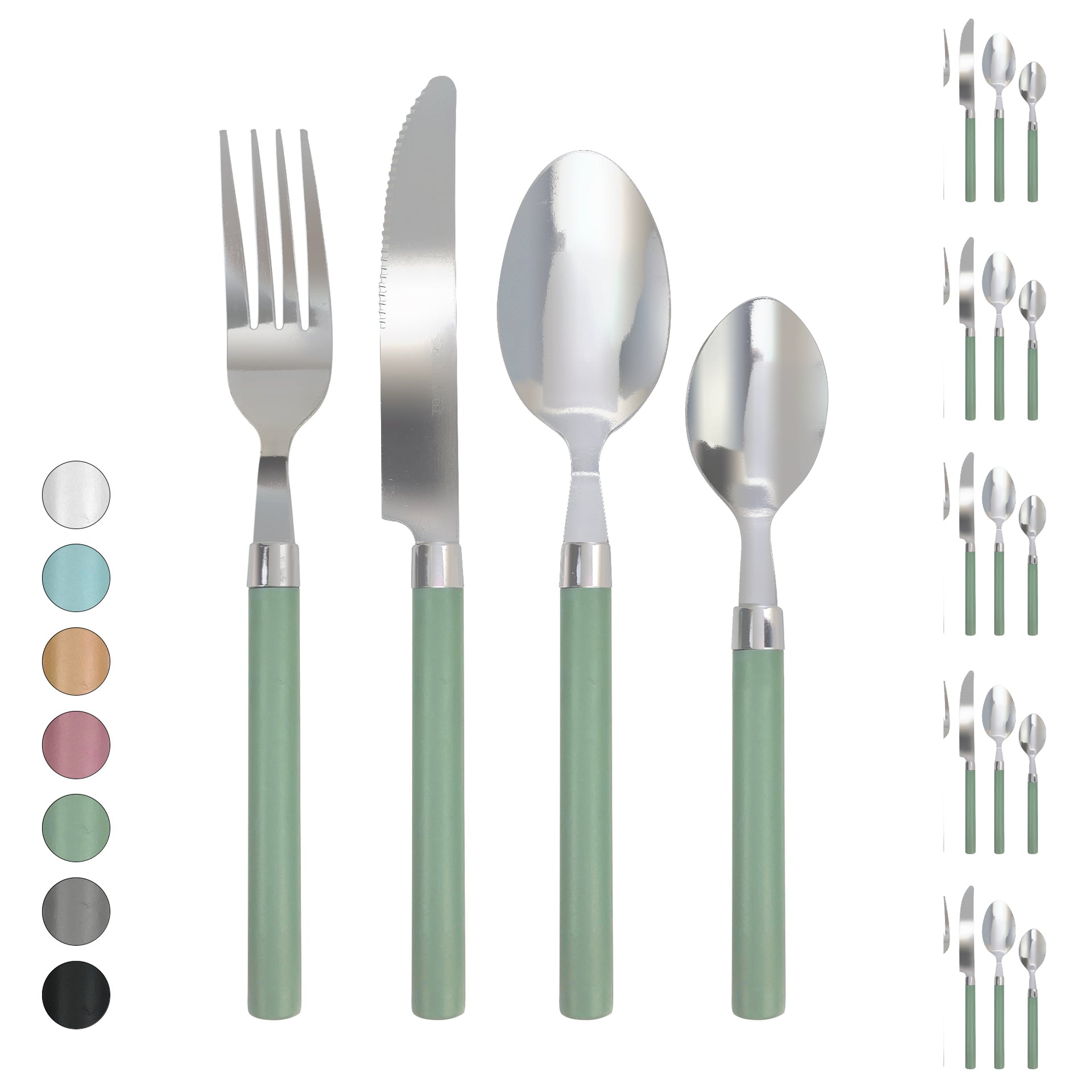 Set Posate 24 Pezzi Gloupie Loft Grigio | Acciaio Inox E Manico ABS | Per 6 Persone | Lavabili In Lavastoviglie | Made In Italy - 3