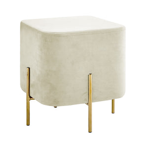 Pouf Poggiapiedi In Velluto Con Gambe Dorate Elegante Imbottito Sgabello Per Toeletta Mobile Trucco Ottomano Ingresso Tavolino Camera Da Letto Soggiorno Salotto Quadrato