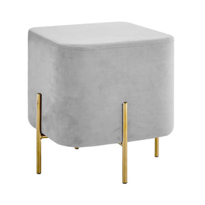 Pouf Poggiapiedi In Velluto Con Gambe Dorate Elegante Imbottito Sgabello Per Toeletta Mobile Trucco Ottomano Ingresso Tavolino Camera Da Letto Soggiorno Salotto Quadrato