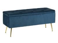 Panca Imbottita Divanetto In Velluto Contenitore Pouf Grande XXL  Con Gambe In Metallo Dorato Cassapanca  Legno Massello