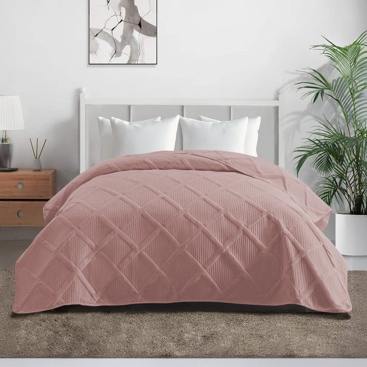 Copriletto Trapuntato Matrimoniale Elegante Trapuntino Lavorazione Intrecciata Due Piazze Trapunta Coperta Leggera Coperta Letto Leggera Primavera Estate