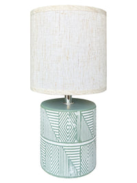 Lampada Moderna Da Comodino Con Decorazione Azteco Certificata RoHS In Ceramica Con Paralume 45W Scrivania Tavolo Abat Jour