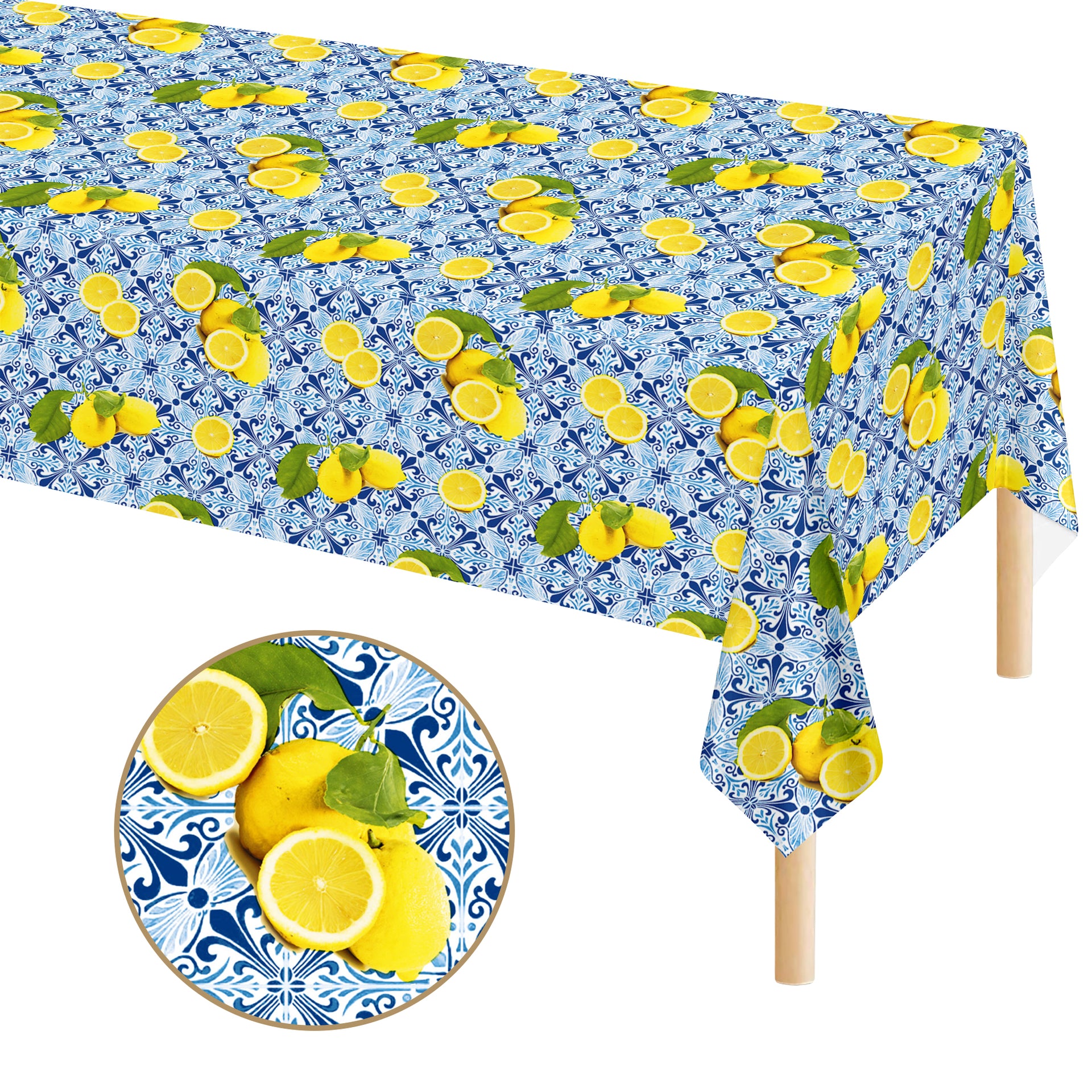 Tovaglia Antimacchia Rettangolare Impermeabile - 140x200cm, Poliestere, Sfondo Giallo, Proteggi Tavolo Da Graffi E Macchie - 4