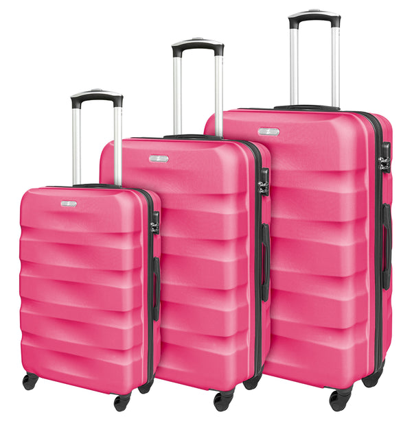 Set Di 3 Valigie Rigide ABS Valigia Da Viaggio Con Chiusura Lucchetto Combinazione Grande Media Piccola Forti Resistenti Manico Telescopico Trolley Borsa Vacanze Set Viaggio Treno Aereo Auto