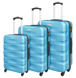 Set Di 3 Valigie Rigide ABS Valigia Da Viaggio Con Chiusura Lucchetto Combinazione Grande Media Piccola Forti Resistenti Manico Telescopico Trolley Borsa Vacanze Set Viaggio Treno Aereo Auto