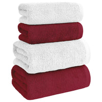 Asciugamani Bagno 100% Spugna Puro Cotone 500 Gr 4 Pezzi 2 Salvietta Viso 2 Asciugamano Ospite Mani Qualità Certificato Oeko-Tex Salviette Super Morbide Bicolore