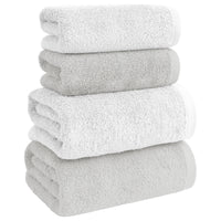 Asciugamani Bagno 100% Spugna Puro Cotone 500 Gr 4 Pezzi 2 Salvietta Viso 2 Asciugamano Ospite Mani Qualità Certificato Oeko-Tex Salviette Super Morbide Bicolore