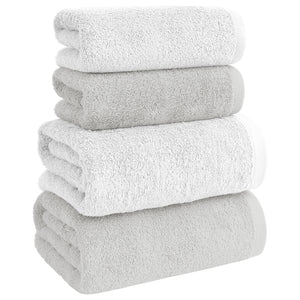 Asciugamani Bagno 100% Spugna Puro Cotone 500 Gr 4 Pezzi 2 Salvietta Viso 2 Asciugamano Ospite Mani Qualità Certificato Oeko-Tex Salviette Super Morbide Bicolore
