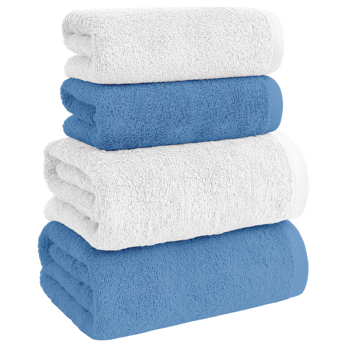 Asciugamani Bagno 100% Spugna Puro Cotone 500 Gr 4 Pezzi 2 Salvietta Viso 2 Asciugamano Ospite Mani Qualità Certificato Oeko-Tex Salviette Super Morbide Bicolore