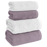 Asciugamani Bagno 100% Spugna Puro Cotone 500 Gr 4 Pezzi 2 Salvietta Viso 2 Asciugamano Ospite Mani Qualità Certificato Oeko-Tex Salviette Super Morbide Bicolore