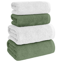 Asciugamani Bagno 100% Spugna Puro Cotone 500 Gr 4 Pezzi 2 Salvietta Viso 2 Asciugamano Ospite Mani Qualità Certificato Oeko-Tex Salviette Super Morbide Bicolore