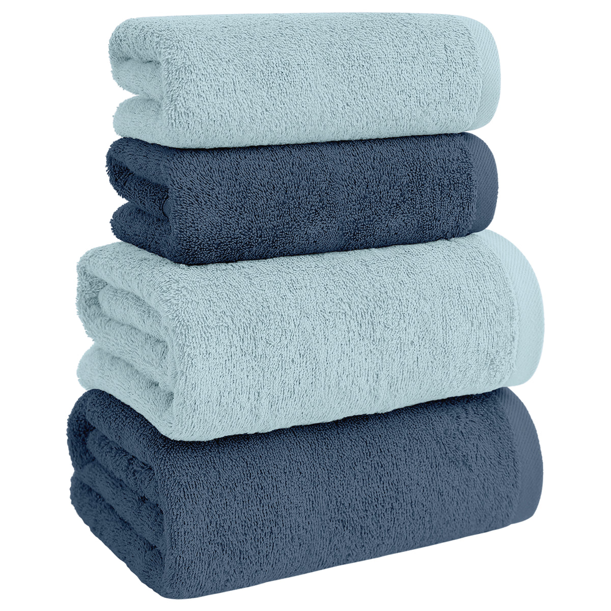 Asciugamani Bagno 100% Spugna Puro Cotone 500 Gr 4 Pezzi 2 Salvietta Viso 2 Asciugamano Ospite Mani Qualità Certificato Oeko-Tex Salviette Super Morbide Bicolore