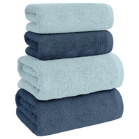 Asciugamani Bagno 100% Spugna Puro Cotone 500 Gr 4 Pezzi 2 Salvietta Viso 2 Asciugamano Ospite Mani Qualità Certificato Oeko-Tex Salviette Super Morbide Bicolore