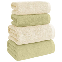 Asciugamani Bagno 100% Spugna Puro Cotone 500 Gr 4 Pezzi 2 Salvietta Viso 2 Asciugamano Ospite Mani Qualità Certificato Oeko-Tex Salviette Super Morbide Bicolore