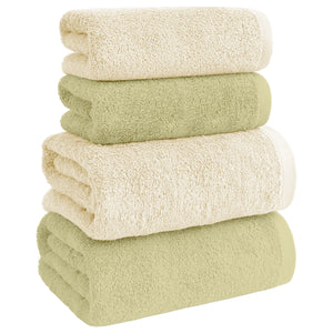 Asciugamani Bagno 100% Spugna Puro Cotone 500 Gr 4 Pezzi 2 Salvietta Viso 2 Asciugamano Ospite Mani Qualità Certificato Oeko-Tex Salviette Super Morbide Bicolore