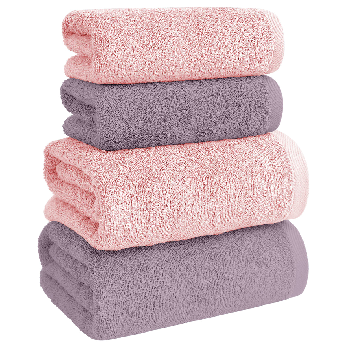 Asciugamani Bagno 100% Spugna Puro Cotone 500 Gr 4 Pezzi 2 Salvietta Viso 2 Asciugamano Ospite Mani Qualità Certificato Oeko-Tex Salviette Super Morbide Bicolore