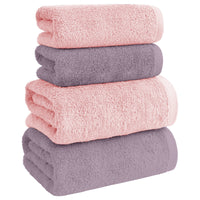 Asciugamani Bagno 100% Spugna Puro Cotone 500 Gr 4 Pezzi 2 Salvietta Viso 2 Asciugamano Ospite Mani Qualità Certificato Oeko-Tex Salviette Super Morbide Bicolore