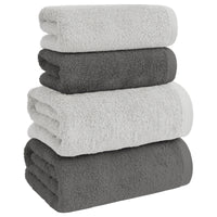 Asciugamani Bagno 100% Spugna Puro Cotone 500 Gr 4 Pezzi 2 Salvietta Viso 2 Asciugamano Ospite Mani Qualità Certificato Oeko-Tex Salviette Super Morbide Bicolore