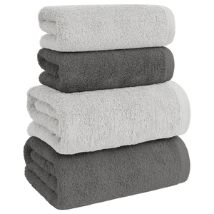 Asciugamani Bagno 100% Spugna Puro Cotone 500 Gr 4 Pezzi 2 Salvietta Viso 2 Asciugamano Ospite Mani Qualità Certificato Oeko-Tex Salviette Super Morbide Bicolore
