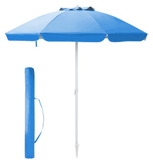 Ombrellone Da Spiaggia Grande Antivento 2.20 Metri Portatile Struttura In Acciaio A 8 Stecche Pieghevole Reclinabile Regolabile Altezza Puntale A Vite Resistente Uv Con Custodia A Tracolla